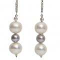 3 Drop Pearl Earrings in White, Grey and White