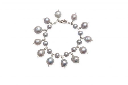 Grey Freshwater Pearl Bracelet with Grey Pearl Drops