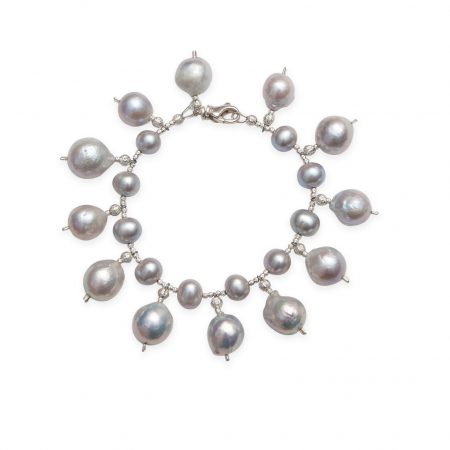 Grey Freshwater Pearl Bracelet with Grey Pearl Drops