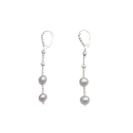 23973 Pearl Earrings With 2 Drops