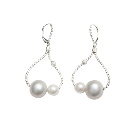 23984 Grey and White Pearl Dangle Earrings with Sterling Silver Diamond Cut BeadsBeautifully Accented With Diamond Cut Sterling Silver BeadsIncludes a Certificate of Guarantee