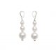 White Pearl Drop Earrings in a Three-Tiered Design
