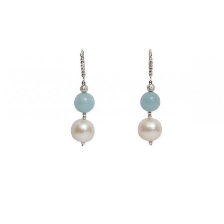 Freshwater Pearl & Aquamarine Earrings