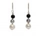 Grey and White Pearl Earring with Onyx Beads