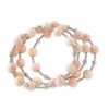 Coral Bead Spiral Bracelet with White Gold Beads