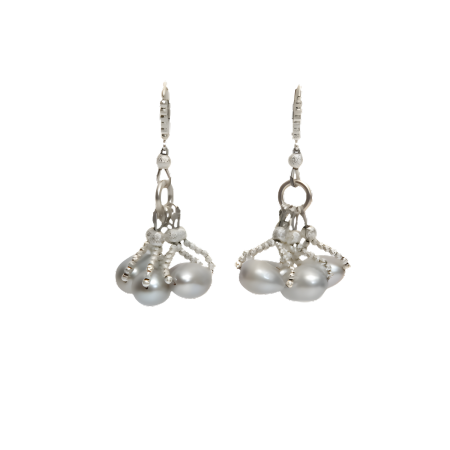 24082 Grey South Sea Baroque Earrings With 4 DropsBeautifully Accented With Diamond Cut Sterling Silver BeadsIncludes a Certificate of Guarantee