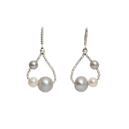 24103 Pearl Teardrop EarringsBeautifully Accented With Diamond Cut Sterling Silver BeadsIncludes a Certificate of Guarantee
