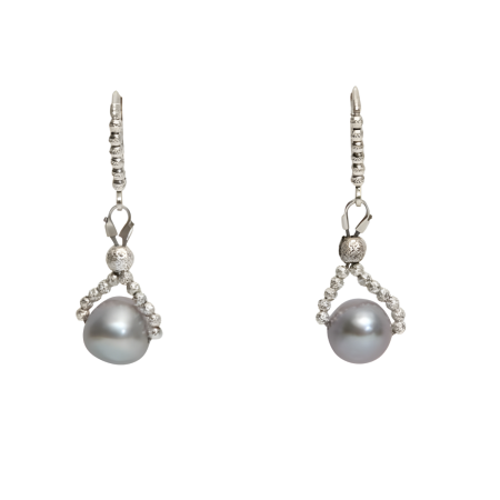 24167 Freshwater Grey Pearl EarringsBeautifully Accented With Diamond Cut Sterling Silver BeadsIncludes a Certificate of Guarantee (1)