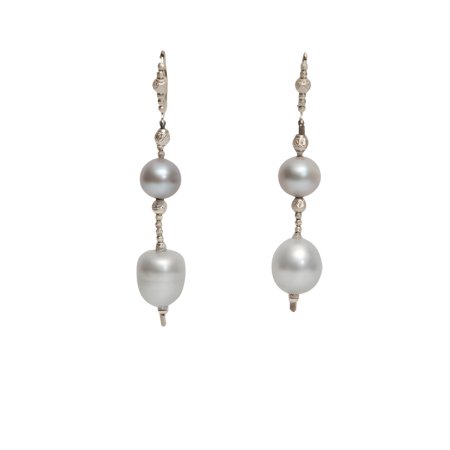 24168 Freshwater Grey Pearl Drop EarringsBeautifully Accented With Diamond Cut Sterling Silver BeadsIncludes a Certificate of Guarantee (1)