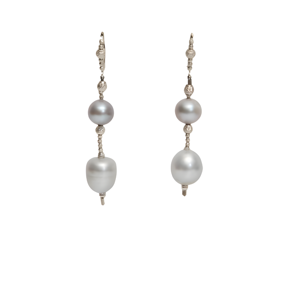 24168 Freshwater Grey Pearl Drop EarringsBeautifully Accented With Diamond Cut Sterling Silver BeadsIncludes a Certificate of Guarantee (1)