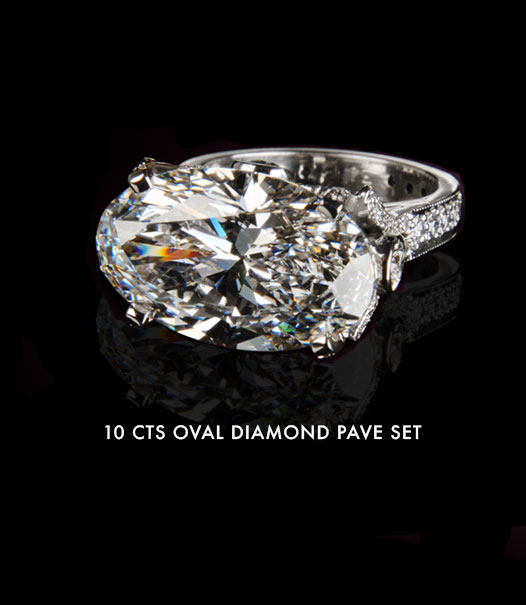 10 carats oval diamond pave set