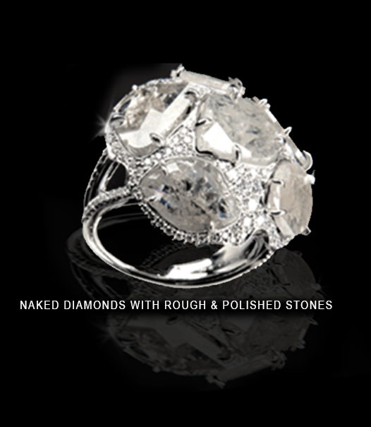 NAKED DIAMONDS WITH ROUGH & POLISHED STONES Naked diamonds with rough and polished stones