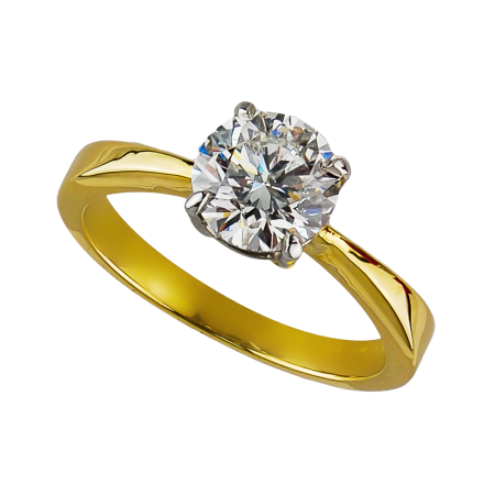 19661 Diamond Engagement Ring Designed & Handmade by Kaufmann de Suisse in 18kt Yellow Gold featuring one 0.80cts Round Brilliant Cut FVVS1 Quality Diamond