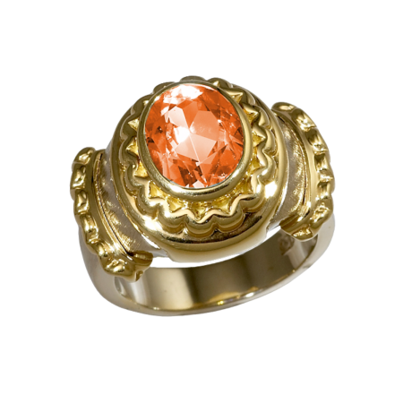 20272 Callista Ring with Citrine Designed & Handmade by Kaufmann de Suisse in Stainless Steel and 18kt Yellow Gold featuring 6 Oval Faceted Citriines weighing a total of 1.80cts