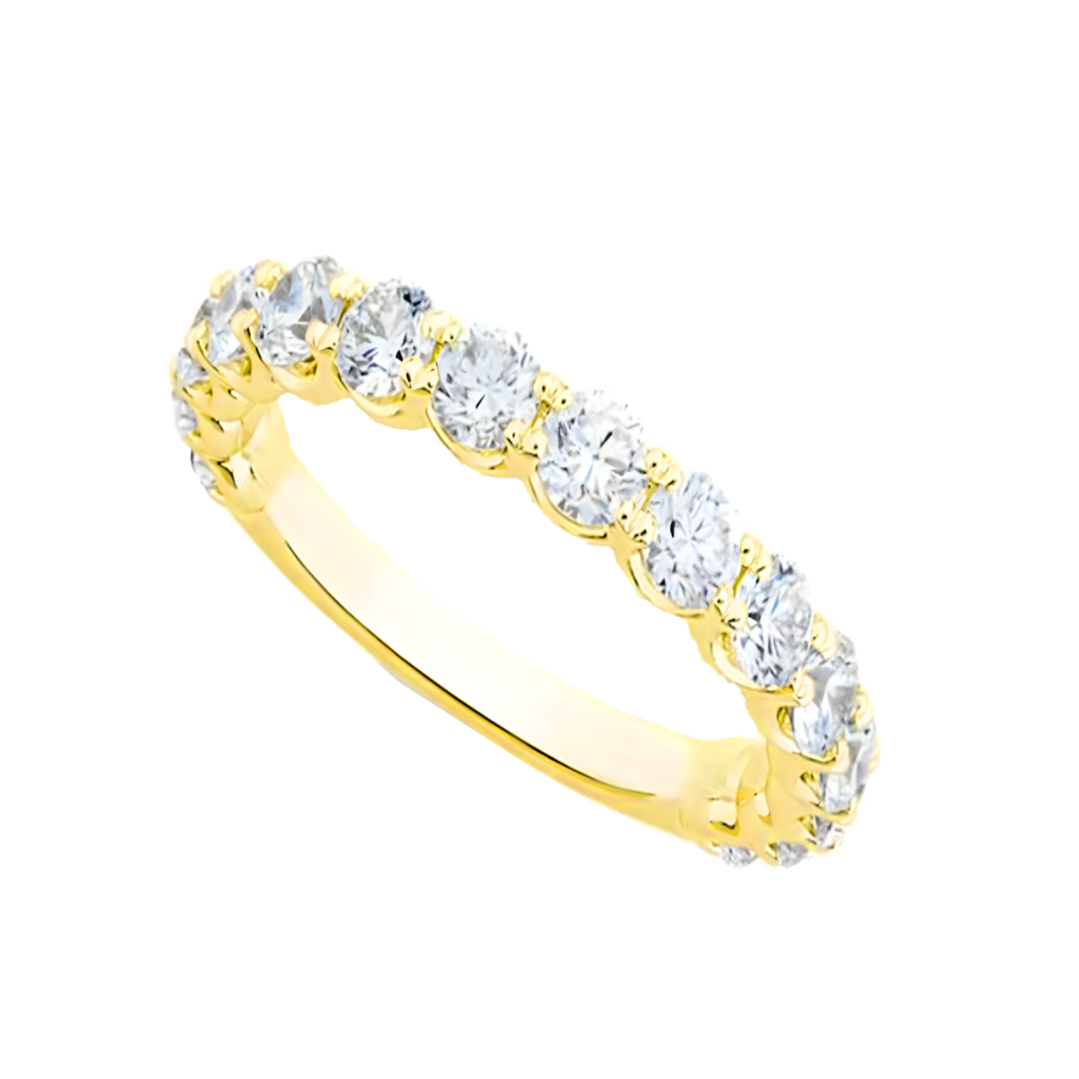 20360 Three Quarter Hoop Diamond Eternity Ring Designed & Handmade in 14kt Yellow Gold featuring 20 Round Brilliant Cut ISI Quality Diamonds weighing a total of 0.25cts