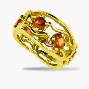 Open Flowing Lines Citrine Eternity Ring Designed and Handmade by Kaufmann de Suisse in 18kt Yellow Gold featuring 6 Oval Cut Citrines weighing a total of 1.80cts