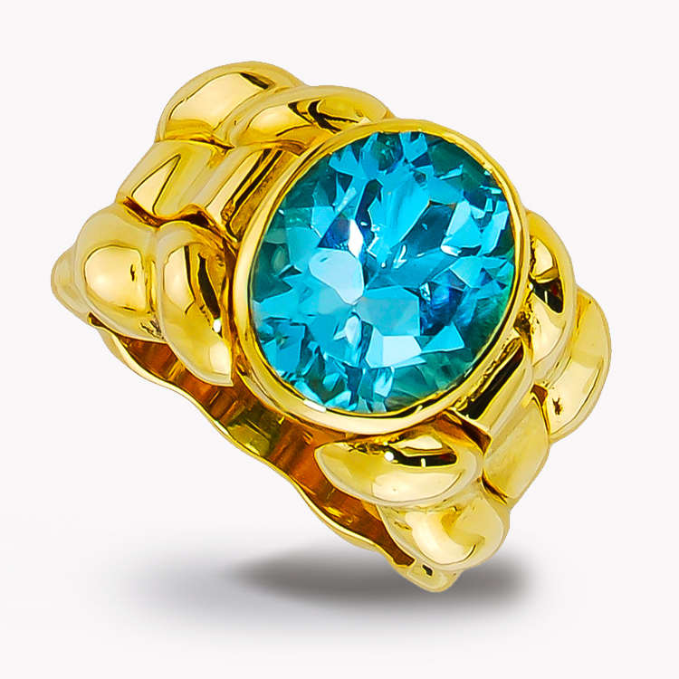 21306-Triple Flowing Lines Blue Topaz Ring