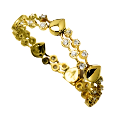 22102 Cascade Lace Bracelet Designed and Handmade by Kaufmann de Suisse in 18kt Yellow Gold featuring 32 Round Brilliant cut GVS Quality Diamonds weighing a total of 3.99cts.