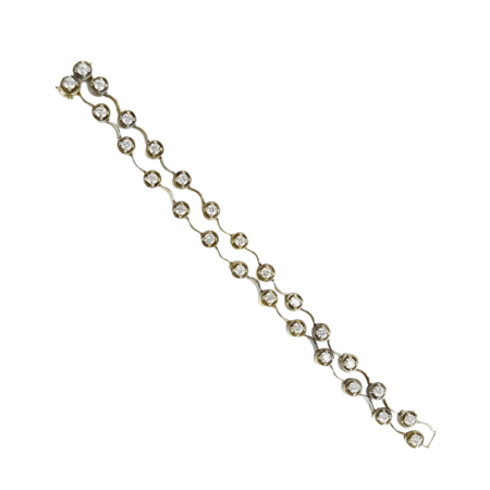 22175 Double Diamond Cascade Bracelet Designed & Handmade by Kaufmann de Suisse in 18kt White Gold featuring 21 Round Brilliant Cut HVS Quality Diamonds weighing a total of 3.33cts
