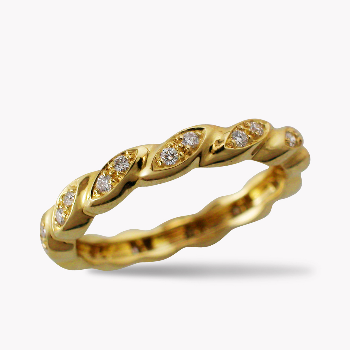 Flowing Lines Yellow Gold Diamond Eternity Band