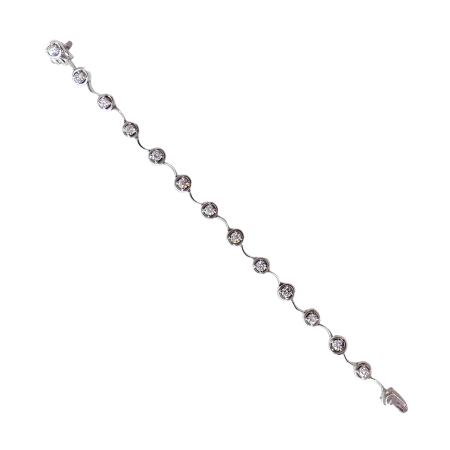 22616A Single Row Diamond Cascade Bracelet Designed & Handmade by Kaufmann de Suisse in 18kt White Gold featuring 13 Round Brilliant Cut HSI Quality Diamonds weighing a total of 2.69cts