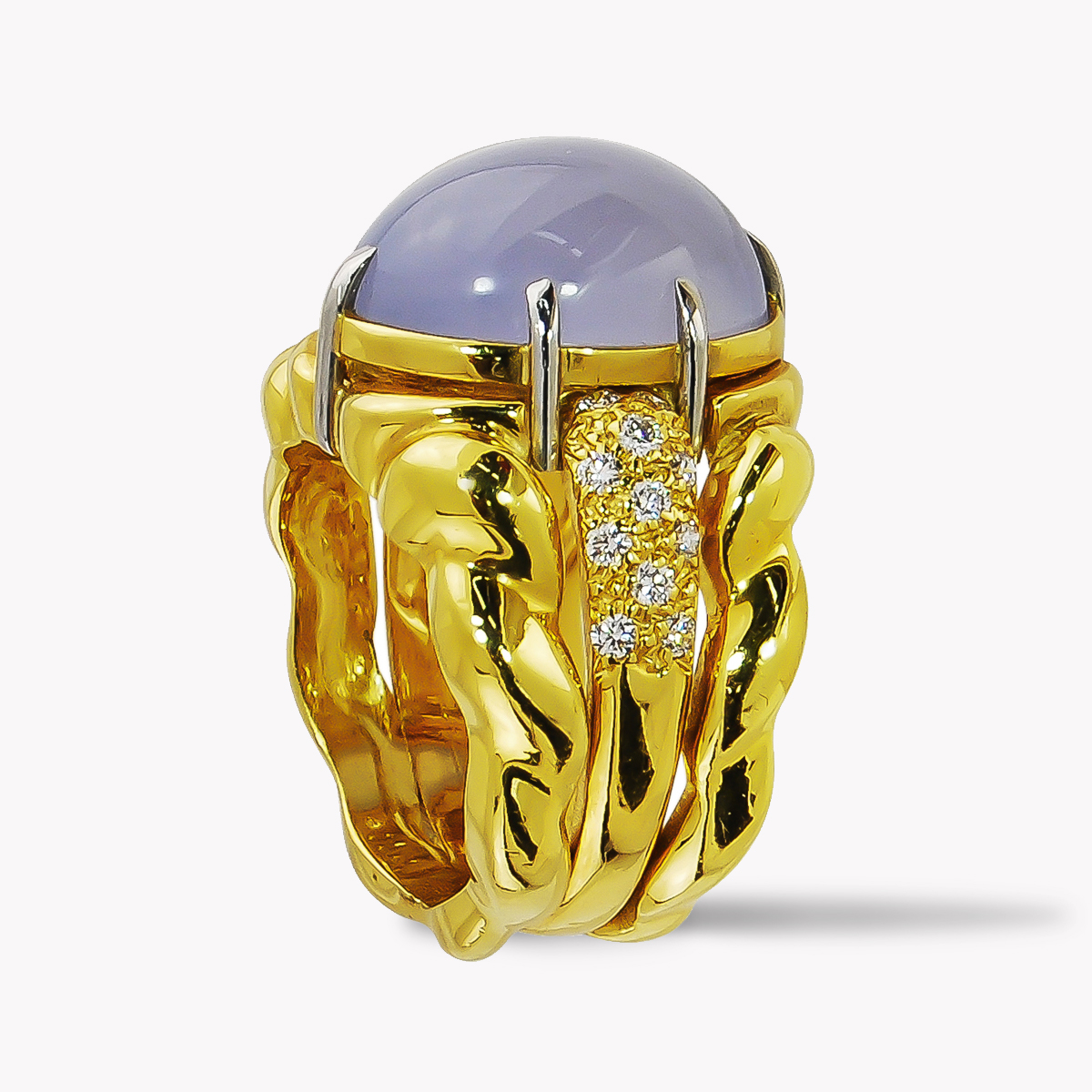 Soleil Lavender Jade and Diamond Ring in Yellow Gold