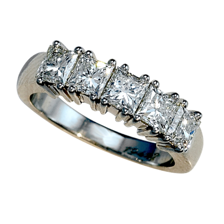 22744 Channel Set Princess Cut Half Hoop Eternity Band Designed & Handmade by Kaufmann de Suisse in Platinum featuring 10 GVS Quality Princess Cut Diamonds weighing a total of 1.70cts