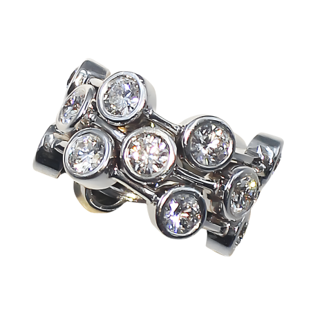 22967 Thee Row Cascade Eternity Band Designed & Handmade by Kaufmann de Suisse in 18kt White Gold and featuring 18 Round Brilliant Cut FVVS Quality Diamonds weighing a total of 4.5 cts (2)
