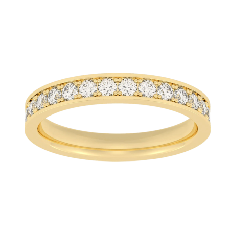 23117 Classic Channel Set Half Hoop Diamond Eternity Ring Designed and Handmade by Kaufmann de Suisse in 18kt Yellow Gold featuring 12 Round Brilliant Cut
