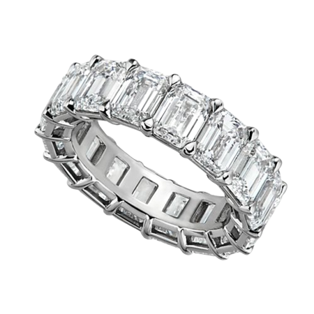 23238 Emerald Cut Diamond Eternity Band Designed & Handmade by Kaufmann de Suisse in Platinum featuring 17 Emerald Cut FVS Quality Diamonds weighing a total of 10.64cts