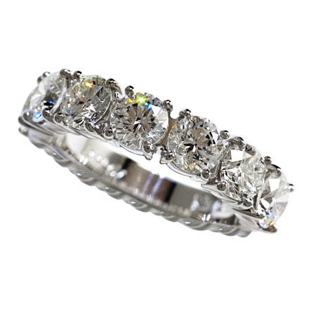 23245 Full Diamond Eternity Band Designed & Handmade by Kaufmann de Suisse in Platinum featuring 16 Round Brilliant Cut GVS Quality Diamonds weighing a total of 4.78cts