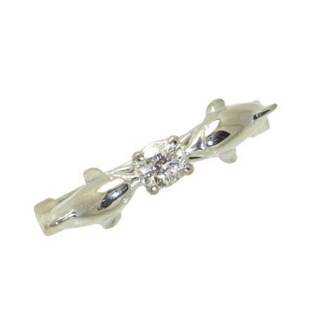 23339 Dolphins in Love Diamond Ring Designed & Handmade by Kaufmann de Suisse in 18kt White Gold and Platinum featuring one Round Brilliant Cut FSI1 Quality Diamond weighing 0.24cts
