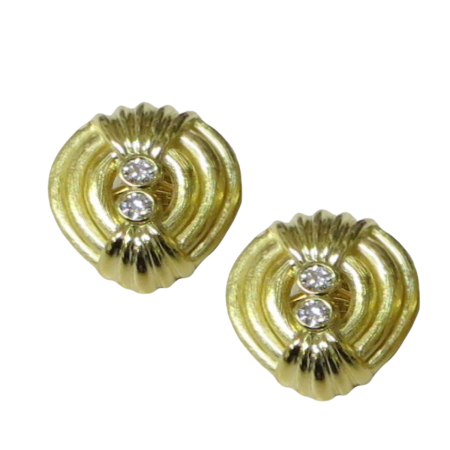 23382 Yellow Gold & Diamond Clip On Earrings featuring 4 Round Brilliant cuf FVVS Quality Diamonds weighing a total of 0.32cts