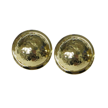 23418 Classic Saucer Earclips Designed and Handmade by Kaufmann de Suisse in 18kt Yellow Gold with a Hammered Finish