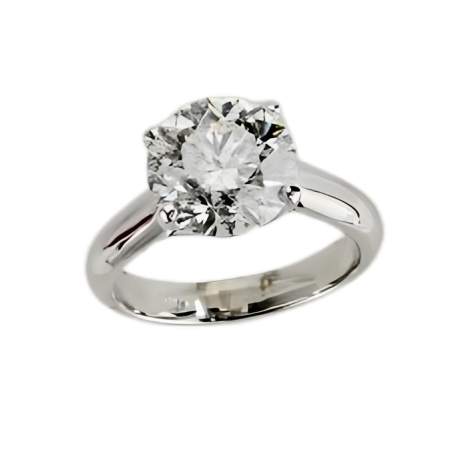 23468 Solitaire Diamond Engagement Ring, Handmade in 18k White Gold with 1 Round Diamond GIA (G I2) Weighing 3.41 Carats