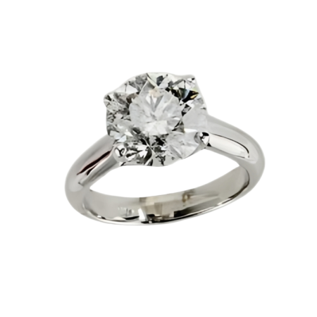 23468 Solitaire Diamond Engagement Ring, Handmade in 18k White Gold with 1 Round Diamond GIA (G I2) Weighing 3.41 Carats