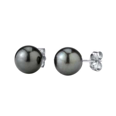 23541 12mm Black Tahitian Pearl Studs Designed & Handmade in 18kt White Gold