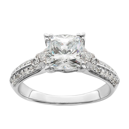 23649 Platinum Diamond Ring Designed and Handmade in Platinum featuring one 0.94cts Bezel Set Princess Cut GVS1 Quality Diamond mounted with 68 Round Brilliant Cut GVS Quality Diamond