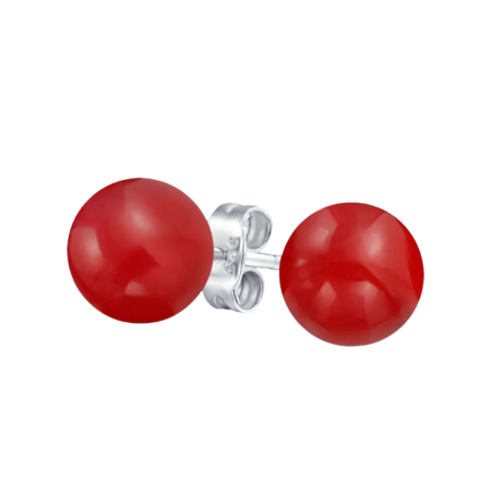 23746 14kt White Gold Red Coral Studs Earrings measuring 7.5mm