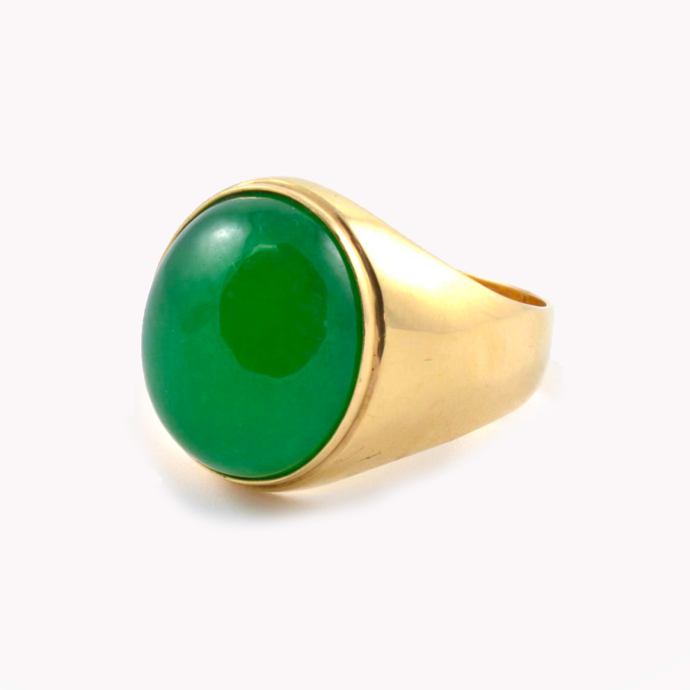 Gent’s Chrysophrase Ring In Yellow Gold