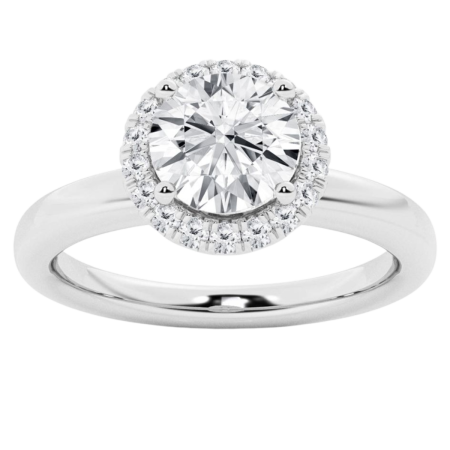 24770Classic Diamond Engagement Ring Designed & Handmade by Kaufmann de Suisse in 18kt White Gold featuring one Round 0.71cts Brilliant Cut KSI2 GIA Certified Diamond mounted with 48 Round Brillia