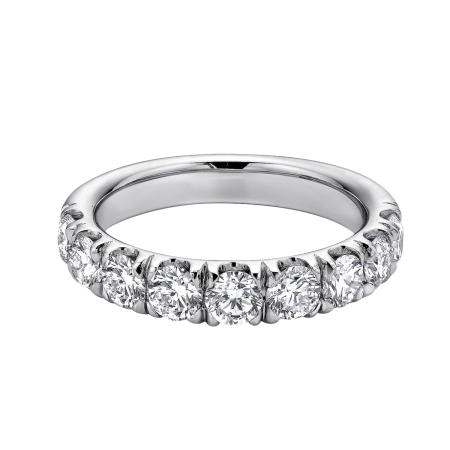 27205.8 Diamond Half Eternity Band Designed and Handmade in 14kt White Gold featuring 9 Round Brilliant cut HSI Quality Diamonds weighing a total of 0.48cts