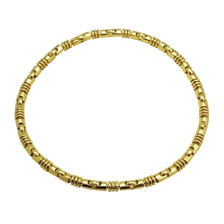 10707 Link Necklace Designed and Handmade by Kaufmann de Suisse in 18kt Yellow Gold