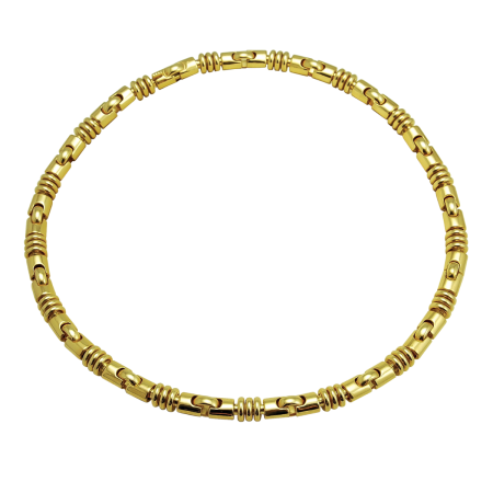 10707 Link Necklace Designed and Handmade by Kaufmann de Suisse in 18kt Yellow Gold