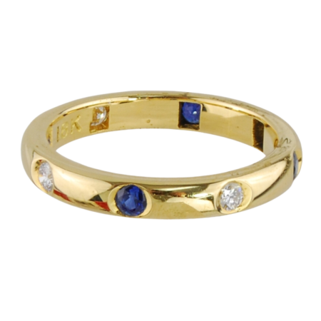 13952 Classic Yellow Gold Eternity Band Designed & Handmade in 18kt Yellow Gold by Kaufmann de Suisse featuring 4 Round Brilliant Cut FVVS Quality Diamonds weighing a total of 0.19cts and 4 Round
