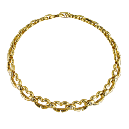 14285 Diamond Heart Necklace designed and handmade by Kaufmann de Suisse in 18kt Yellow Gold featuring 16 Round Brilliant Cut FVVS Diamonds weighing a total of 0.32cts