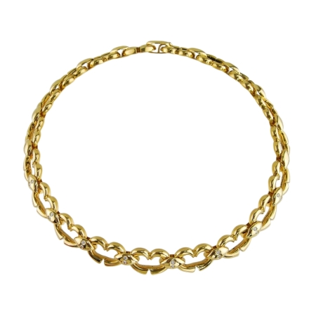 14285 Diamond Heart Necklace designed and handmade by Kaufmann de Suisse in 18kt Yellow Gold featuring 16 Round Brilliant Cut F VVS Diamonds weighing a total of 0.32cts