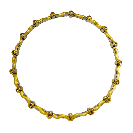 14593 Flowing Lines Citrine Necklace Designed & Handmade by Kaufmann de Suisse in 18kt Yellow Gold & Stainless Steel featuring 16 Oval & Bezel Set Citrine weighing a total of 17.00cts (1)