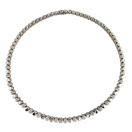 15949 Tailored Diamond Necklace Designed and Handmade by Kaufmann de Suisse in Platinum featuring 164 Round Brilliant cut FVVS Quality Diamonds weighing a total of 1.67cts