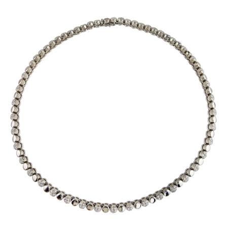15949 Tailored Diamond Necklace Designed and Handmade by Kaufmann de Suisse in Platinum featuring 164 Round Brilliant cut F VVS Quality Diamonds weighing a total of 1.67cts